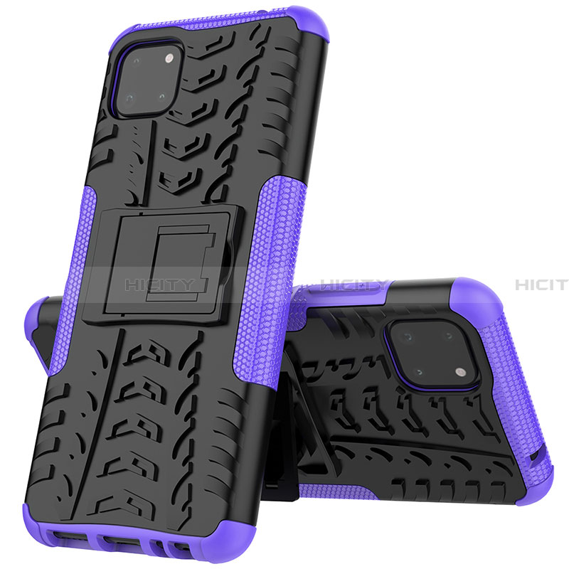 Coque Contour Silicone et Plastique Housse Etui Mat avec Support JX1 pour Samsung Galaxy A22 5G Violet Plus