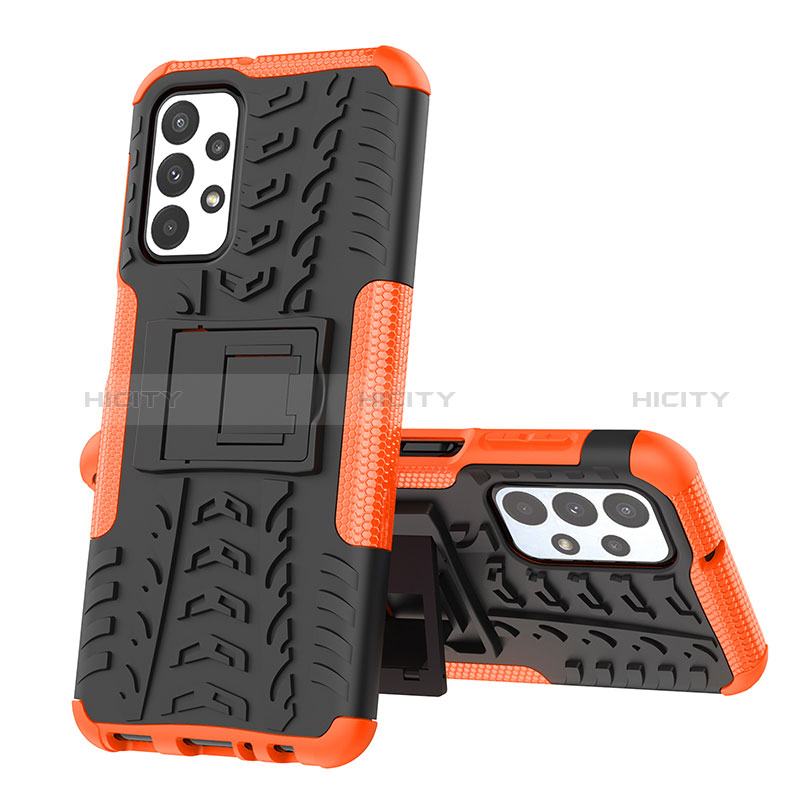 Coque Contour Silicone et Plastique Housse Etui Mat avec Support JX1 pour Samsung Galaxy A23 5G Orange Plus