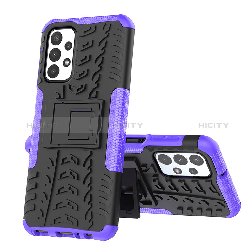 Coque Contour Silicone et Plastique Housse Etui Mat avec Support JX1 pour Samsung Galaxy A23 5G Violet Plus