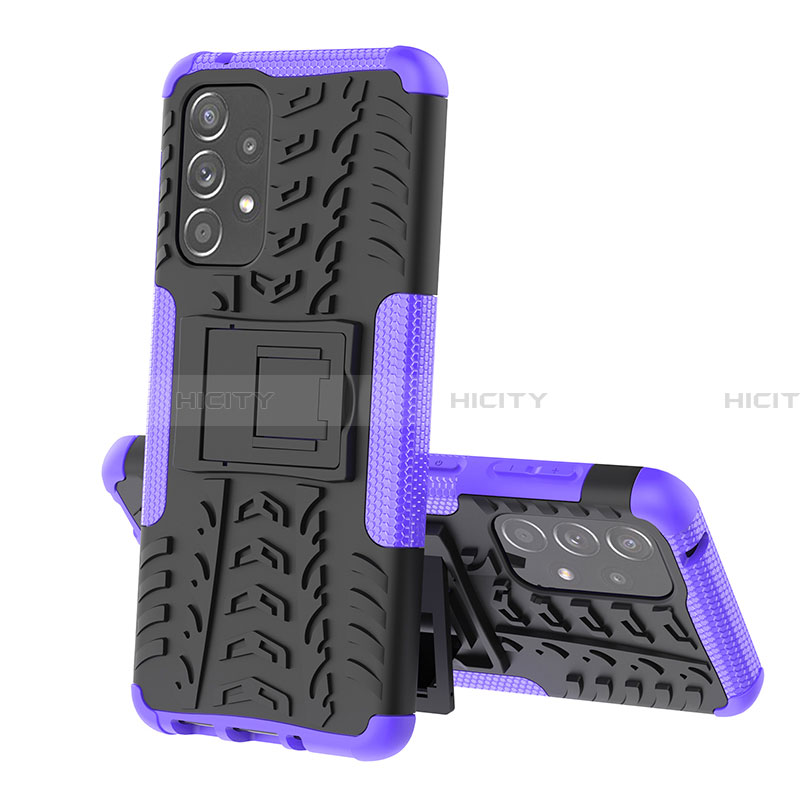 Coque Contour Silicone et Plastique Housse Etui Mat avec Support JX1 pour Samsung Galaxy A33 5G Violet Plus