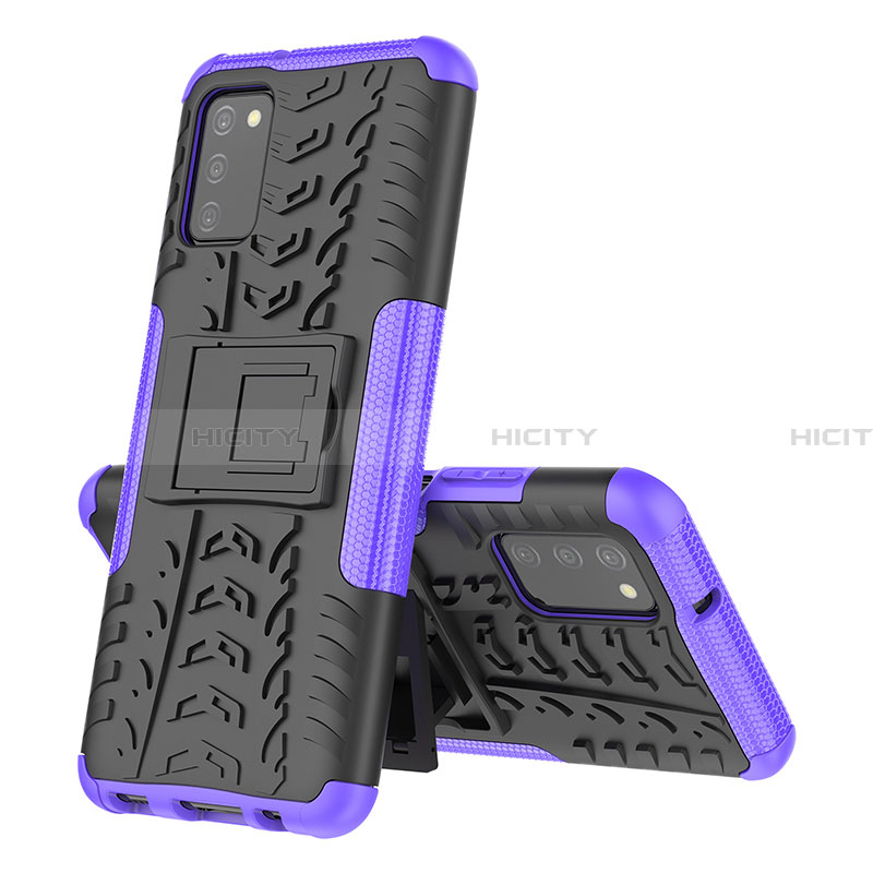 Coque Contour Silicone et Plastique Housse Etui Mat avec Support JX1 pour Samsung Galaxy F02S SM-E025F Violet Plus