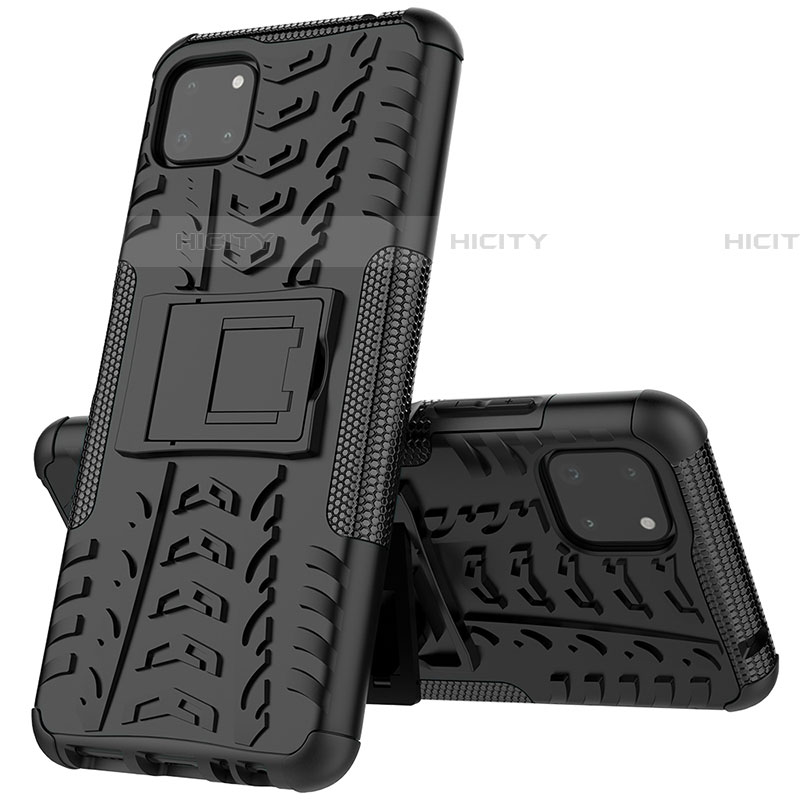 Coque Contour Silicone et Plastique Housse Etui Mat avec Support JX1 pour Samsung Galaxy F42 5G Noir Plus