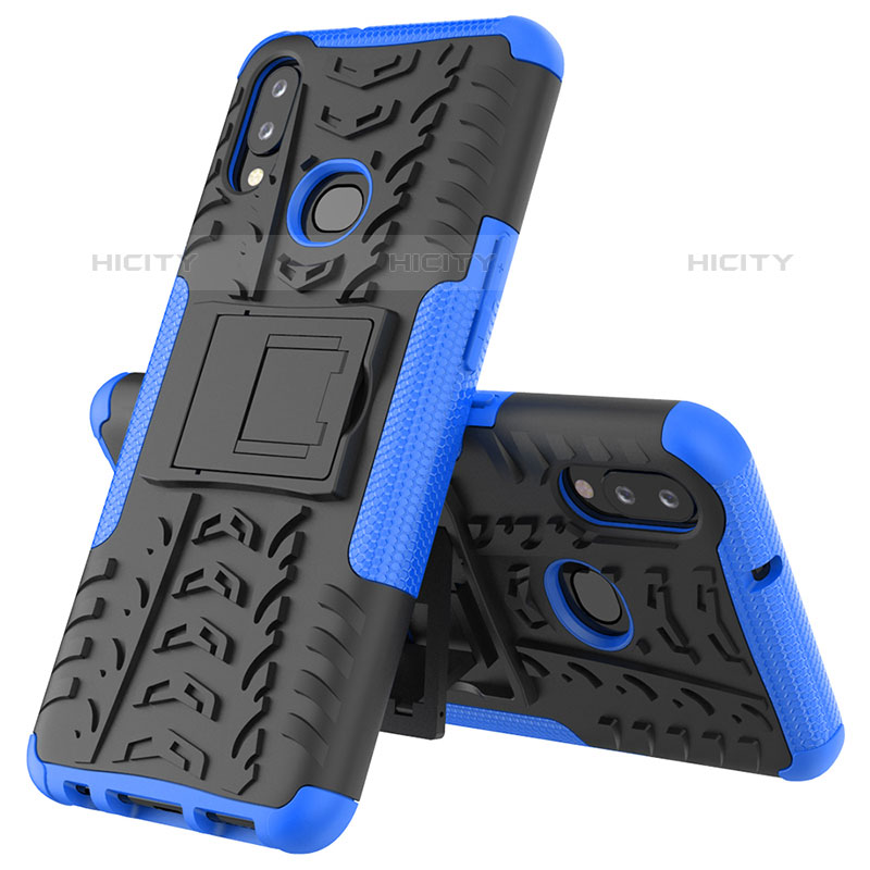 Coque Contour Silicone et Plastique Housse Etui Mat avec Support JX1 pour Samsung Galaxy M01s Bleu Plus