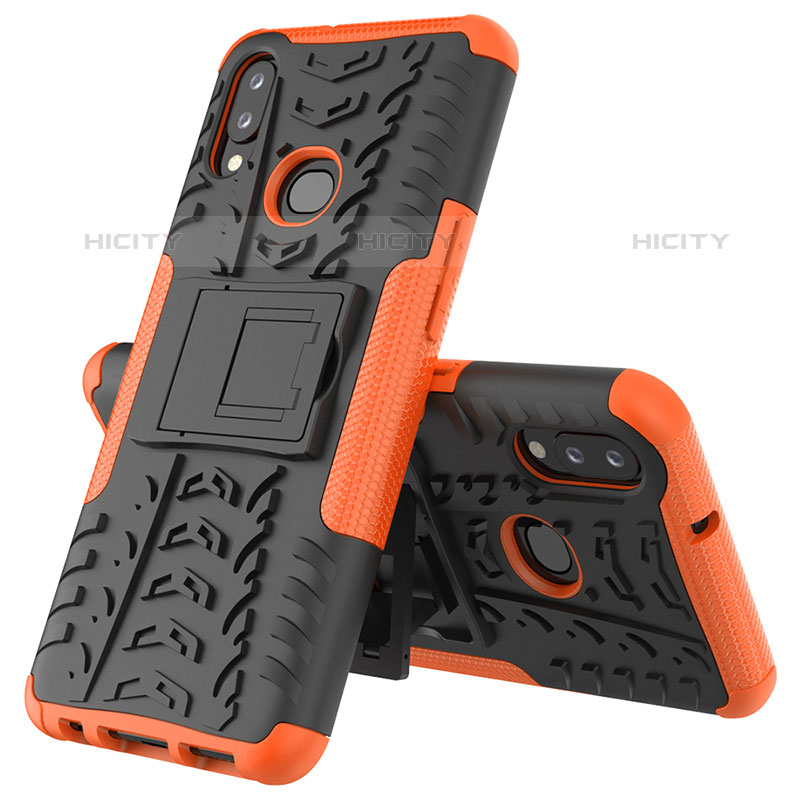 Coque Contour Silicone et Plastique Housse Etui Mat avec Support JX1 pour Samsung Galaxy M01s Orange Plus