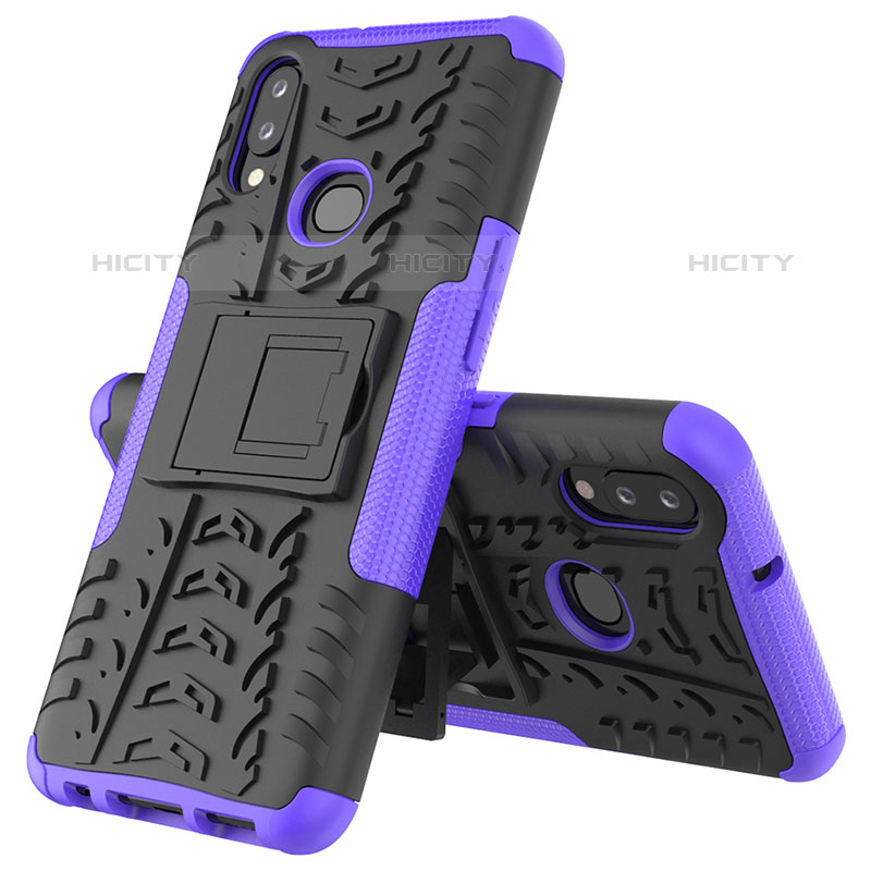 Coque Contour Silicone et Plastique Housse Etui Mat avec Support JX1 pour Samsung Galaxy M01s Violet Plus