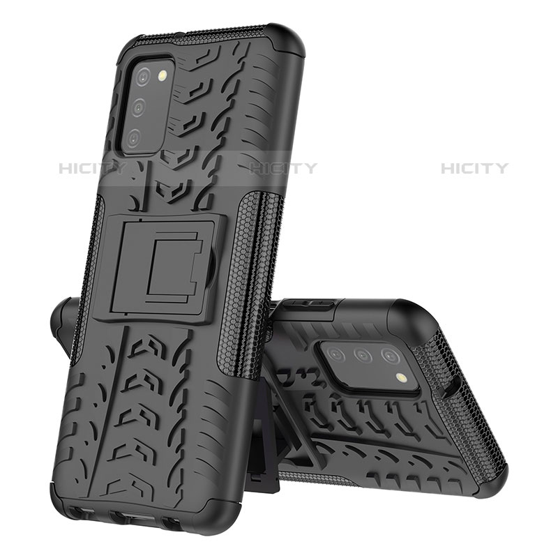 Coque Contour Silicone et Plastique Housse Etui Mat avec Support JX1 pour Samsung Galaxy M02s Noir Plus