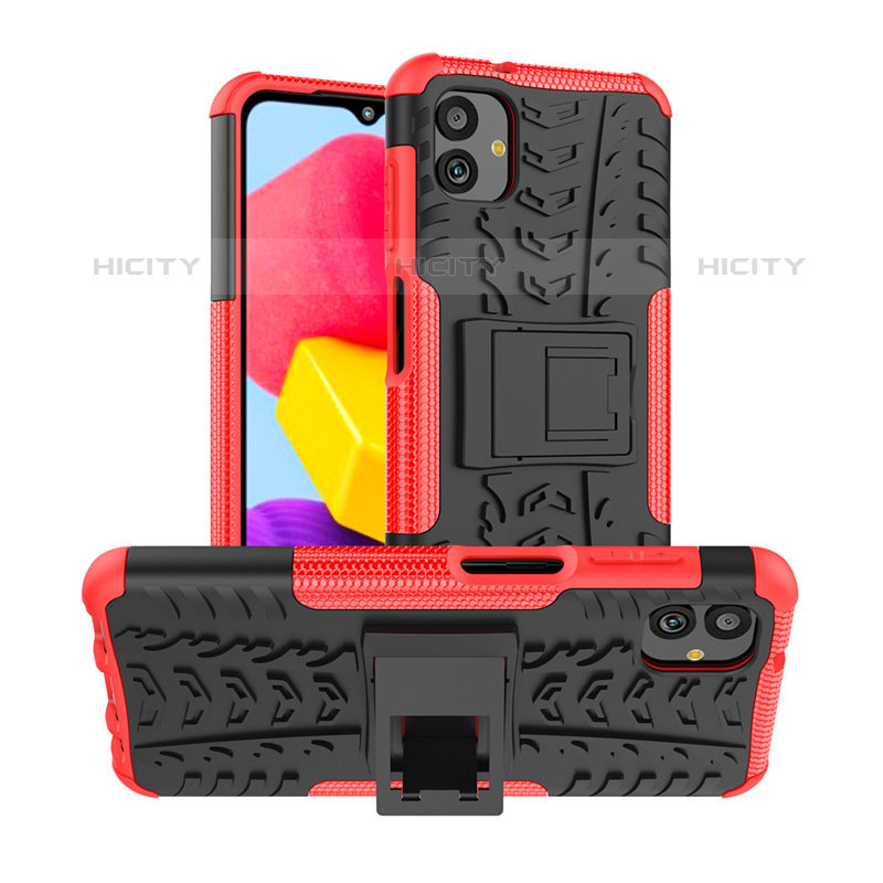 Coque Contour Silicone et Plastique Housse Etui Mat avec Support JX1 pour Samsung Galaxy M13 5G Rouge Plus