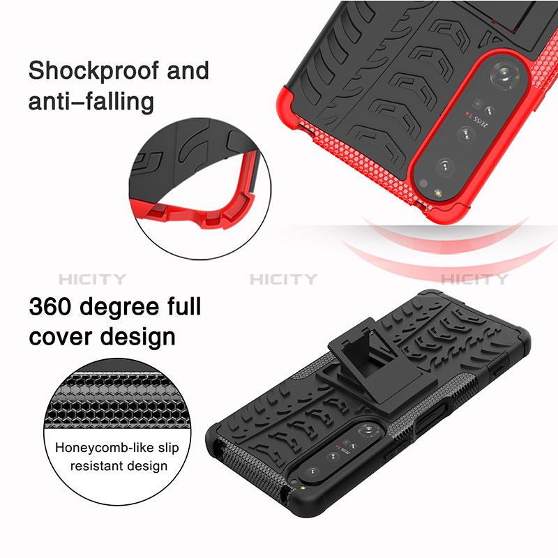 Coque Contour Silicone et Plastique Housse Etui Mat avec Support JX1 pour Sony Xperia 1 IV SO-51C Plus