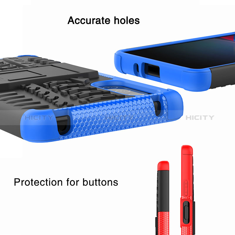 Coque Contour Silicone et Plastique Housse Etui Mat avec Support JX1 pour Sony Xperia 10 IV Plus