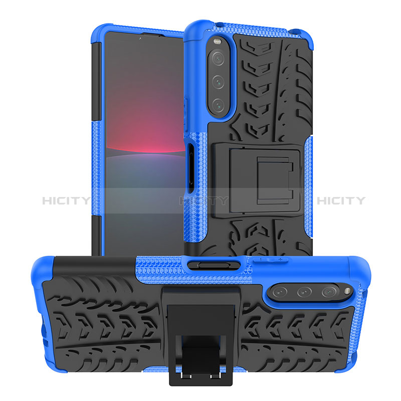 Coque Contour Silicone et Plastique Housse Etui Mat avec Support JX1 pour Sony Xperia 10 IV Plus