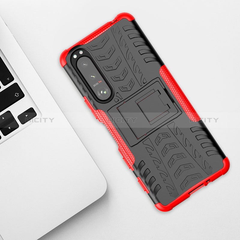 Coque Contour Silicone et Plastique Housse Etui Mat avec Support JX1 pour Sony Xperia 5 III SO-53B Plus