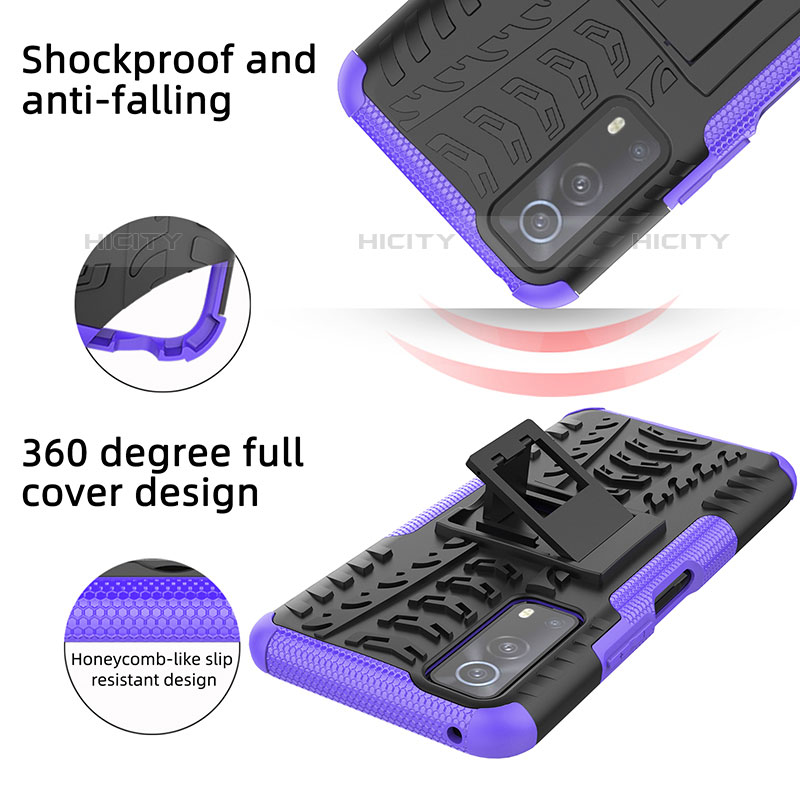 Coque Contour Silicone et Plastique Housse Etui Mat avec Support JX1 pour Vivo iQOO Z3 5G Plus