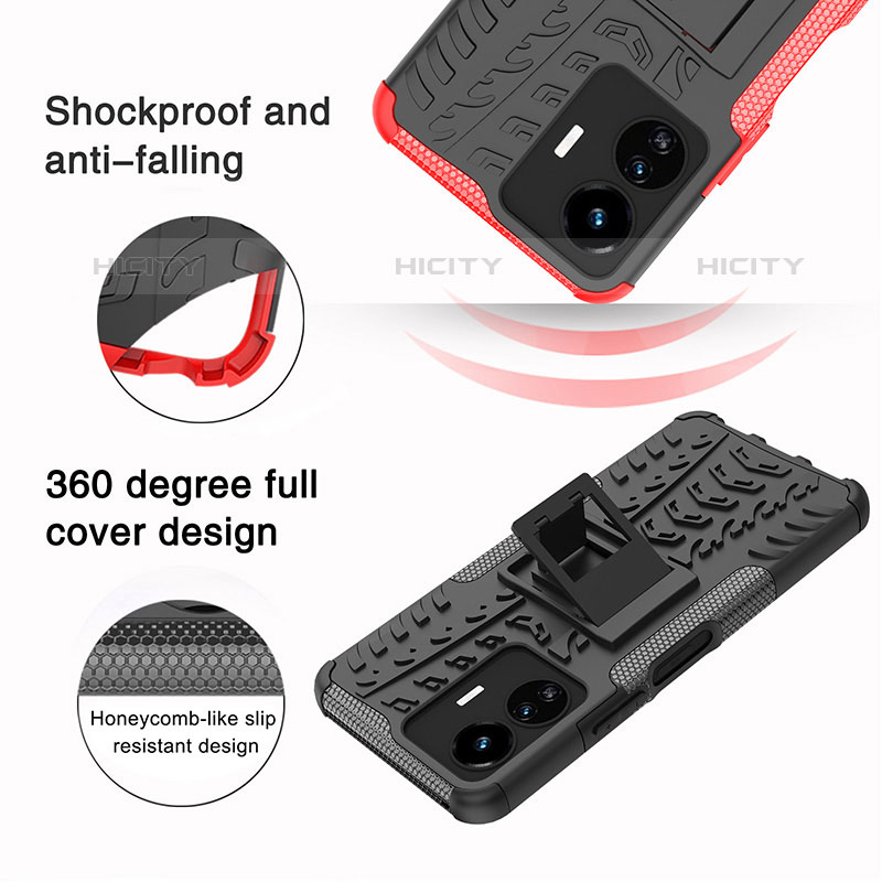 Coque Contour Silicone et Plastique Housse Etui Mat avec Support JX1 pour Vivo iQOO Z6 Lite 5G Plus