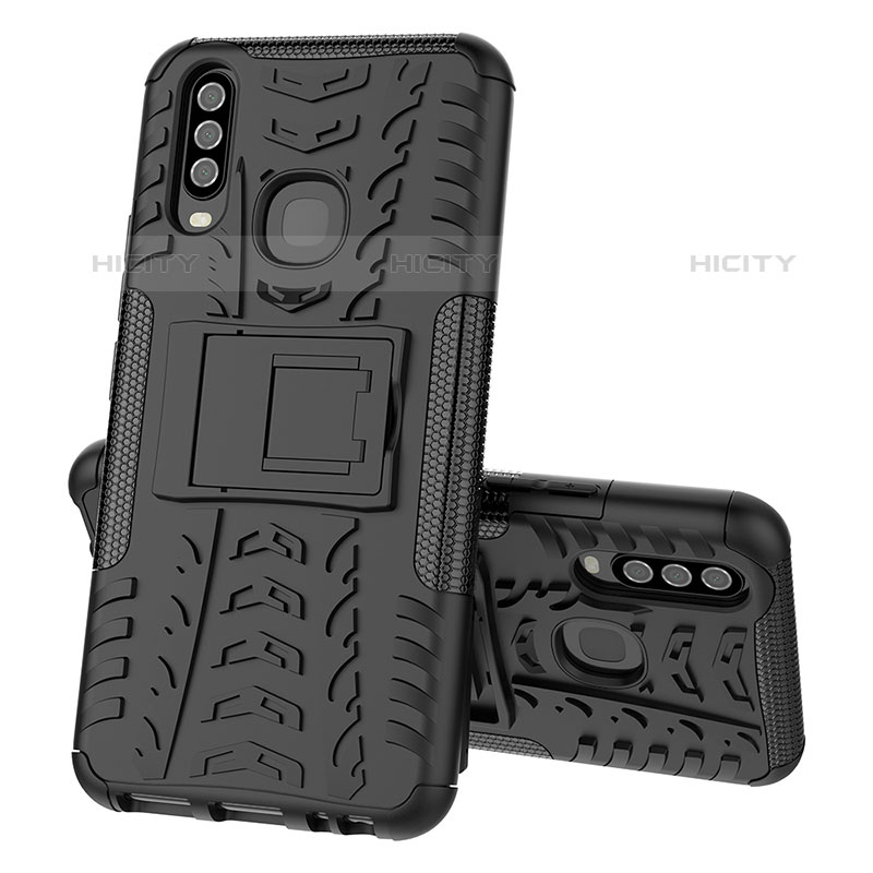 Coque Contour Silicone et Plastique Housse Etui Mat avec Support JX1 pour Vivo Y11 Noir Plus