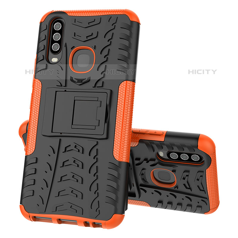 Coque Contour Silicone et Plastique Housse Etui Mat avec Support JX1 pour Vivo Y11 Orange Plus