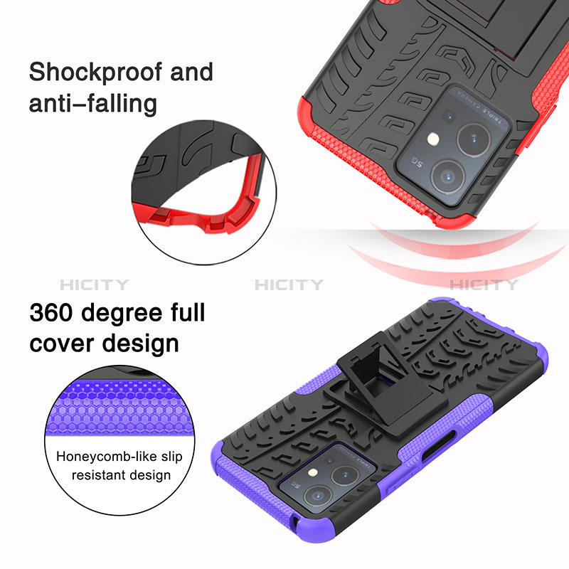 Coque Contour Silicone et Plastique Housse Etui Mat avec Support JX1 pour Vivo Y30 5G Plus