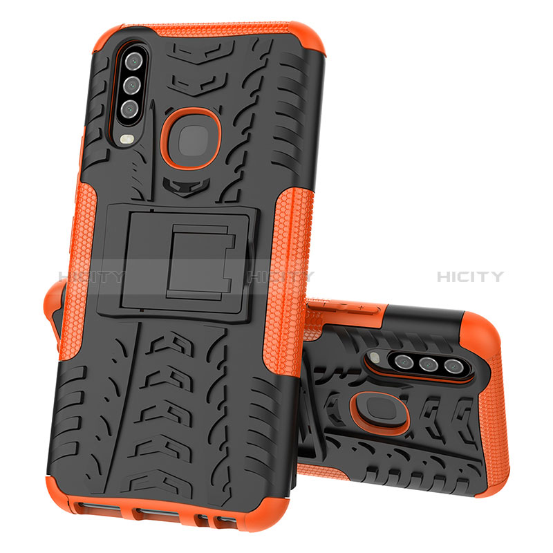 Coque Contour Silicone et Plastique Housse Etui Mat avec Support JX1 pour Vivo Y3s Orange Plus