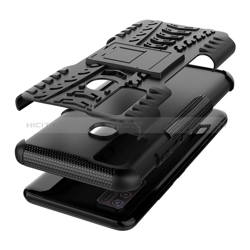 Coque Contour Silicone et Plastique Housse Etui Mat avec Support JX1 pour Vivo Y50 Plus