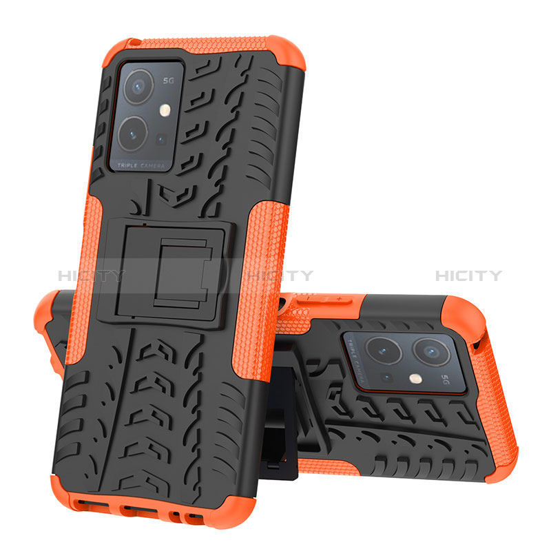 Coque Contour Silicone et Plastique Housse Etui Mat avec Support JX1 pour Vivo Y52t 5G Plus