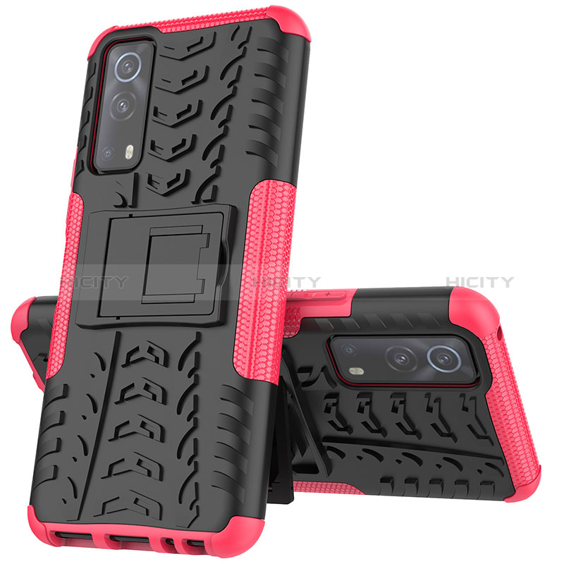 Coque Contour Silicone et Plastique Housse Etui Mat avec Support JX1 pour Vivo Y72 5G Plus