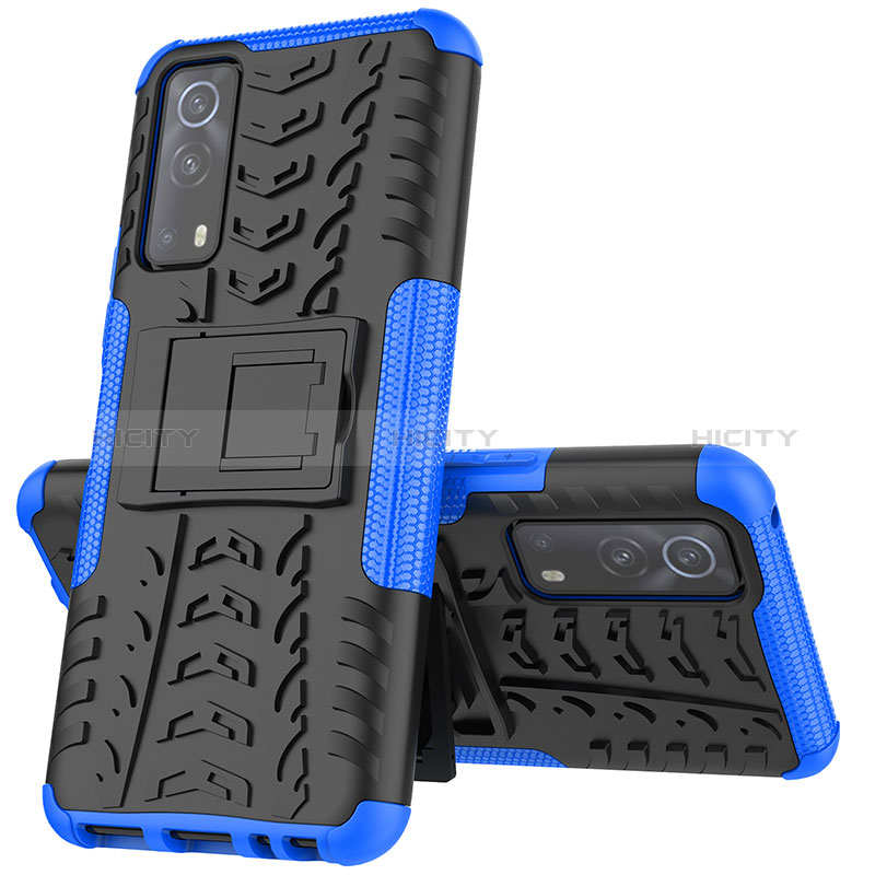 Coque Contour Silicone et Plastique Housse Etui Mat avec Support JX1 pour Vivo Y72 5G Plus