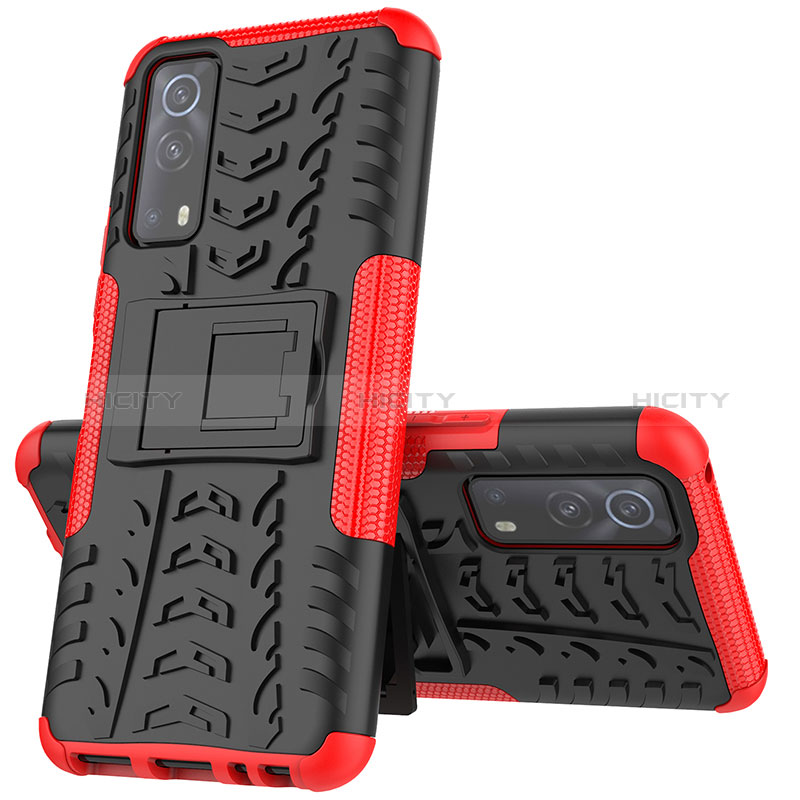 Coque Contour Silicone et Plastique Housse Etui Mat avec Support JX1 pour Vivo Y75s 5G Plus