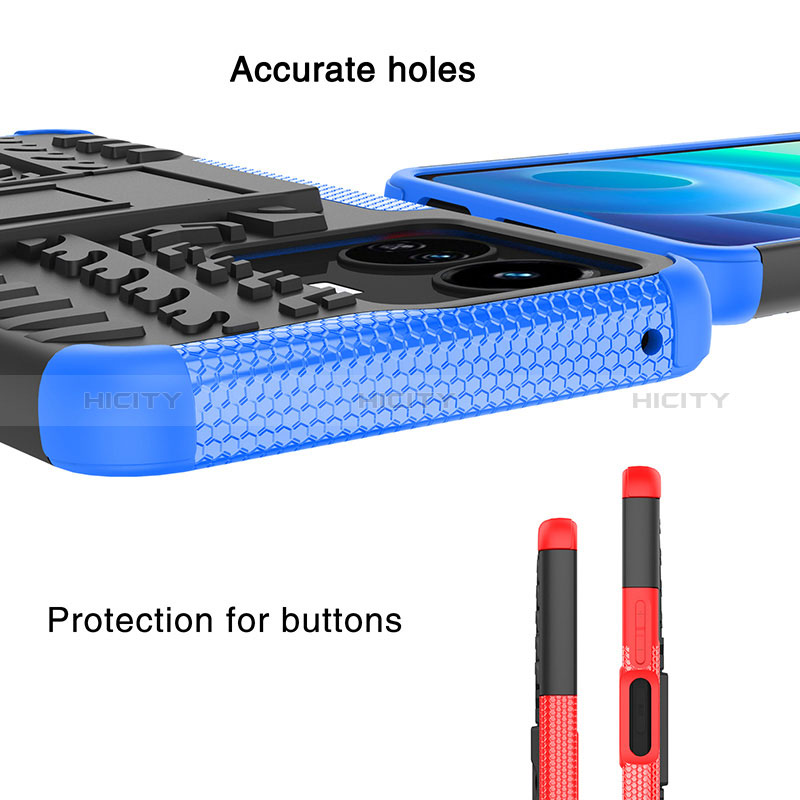 Coque Contour Silicone et Plastique Housse Etui Mat avec Support JX1 pour Vivo Y77e t1 Plus