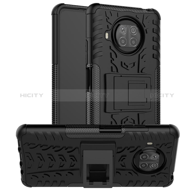 Coque Contour Silicone et Plastique Housse Etui Mat avec Support JX1 pour Xiaomi Mi 10i 5G Noir Plus