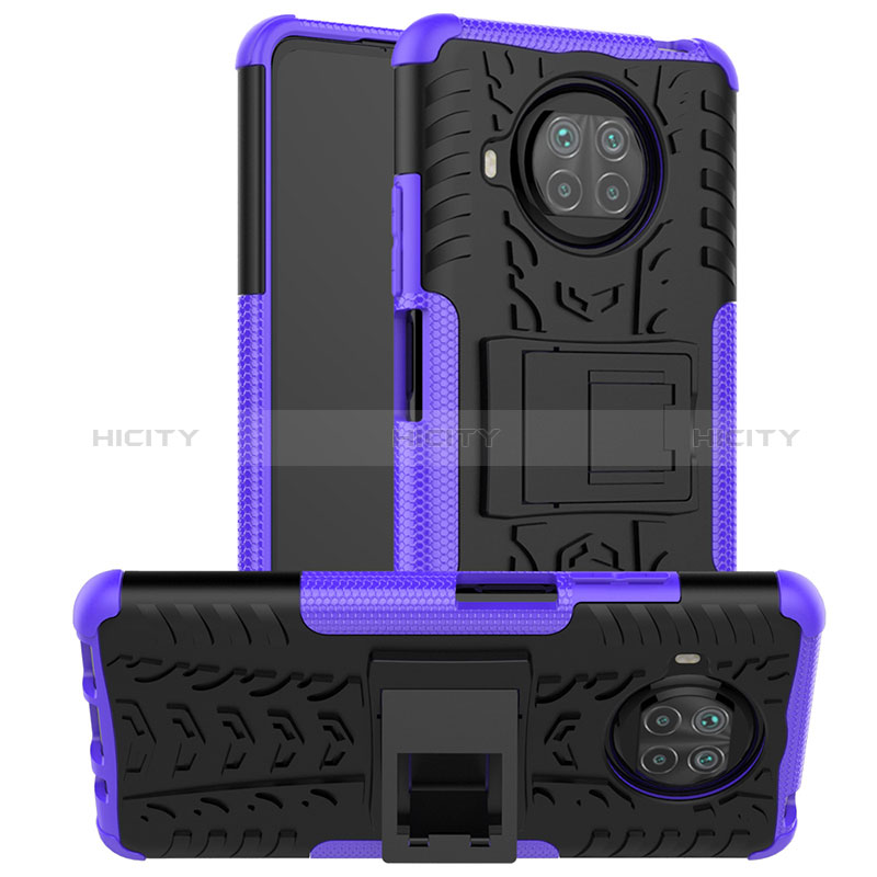 Coque Contour Silicone et Plastique Housse Etui Mat avec Support JX1 pour Xiaomi Mi 10i 5G Violet Plus