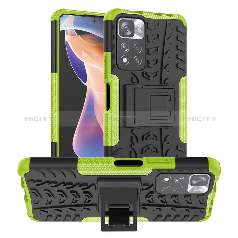 Coque Contour Silicone et Plastique Housse Etui Mat avec Support JX1 pour Xiaomi Mi 11i 5G (2022) Vert Plus