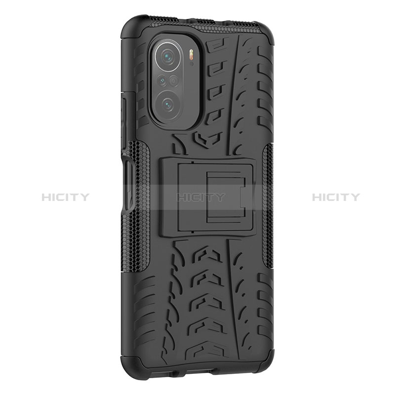 Coque Contour Silicone et Plastique Housse Etui Mat avec Support JX1 pour Xiaomi Mi 11i 5G Plus