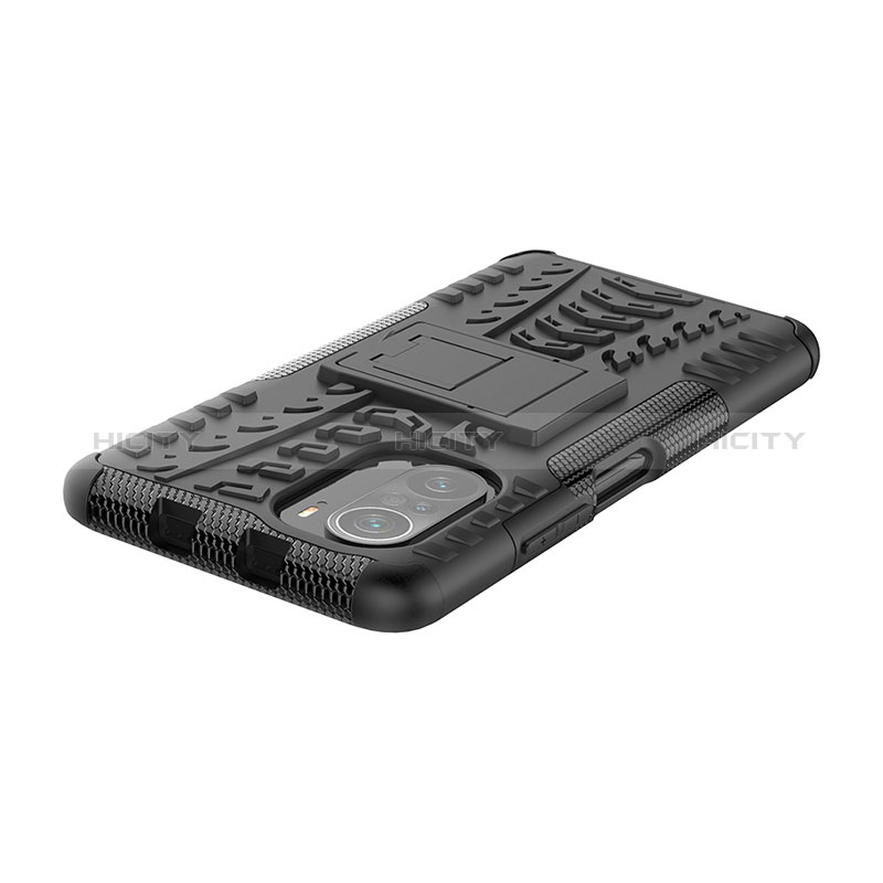 Coque Contour Silicone et Plastique Housse Etui Mat avec Support JX1 pour Xiaomi Mi 11i 5G Plus