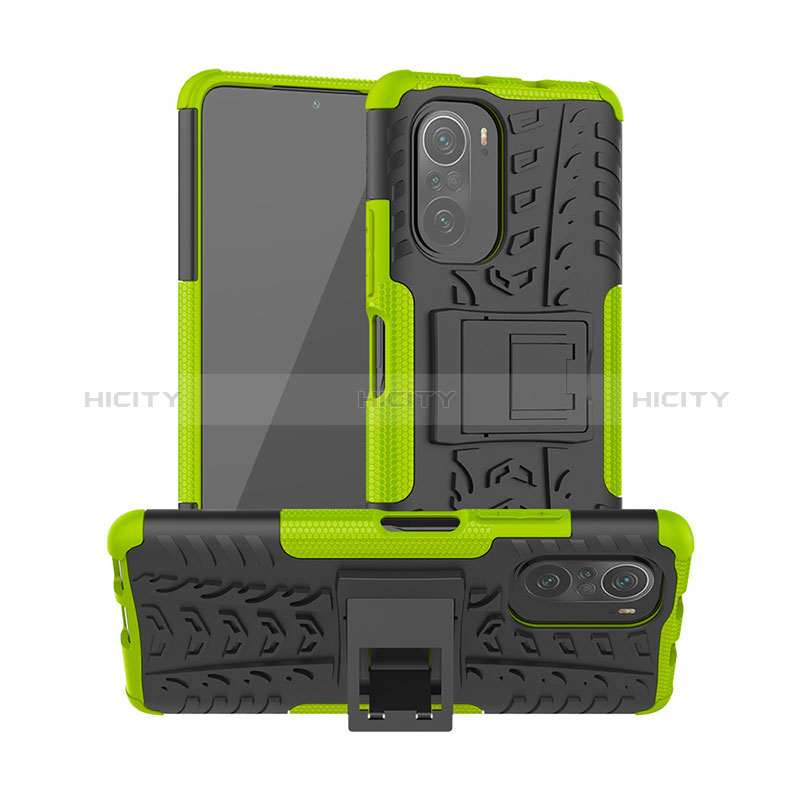 Coque Contour Silicone et Plastique Housse Etui Mat avec Support JX1 pour Xiaomi Mi 11i 5G Vert Plus