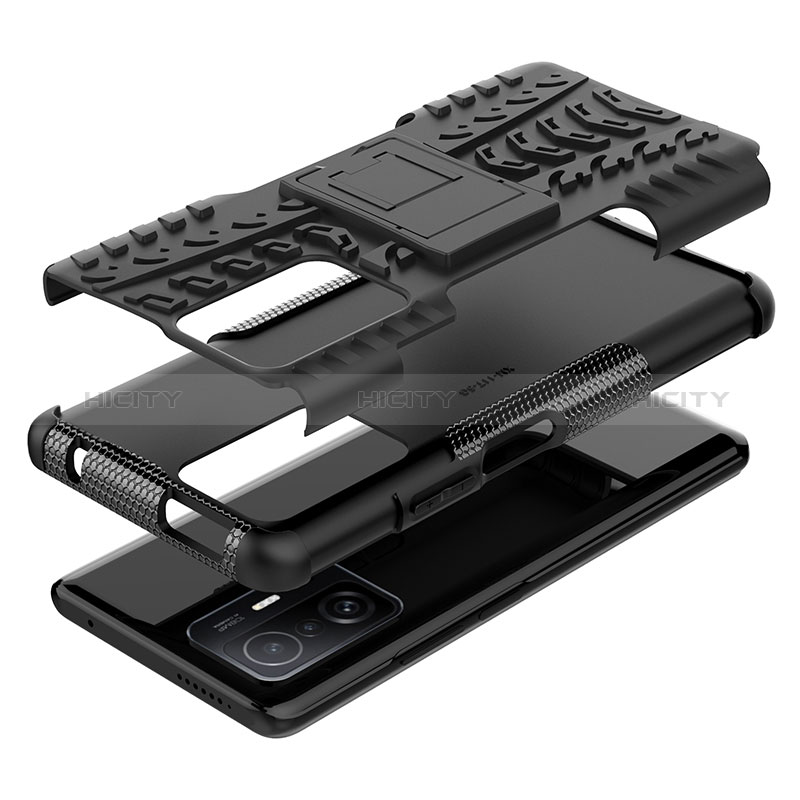 Coque Contour Silicone et Plastique Housse Etui Mat avec Support JX1 pour Xiaomi Mi 11T 5G Plus