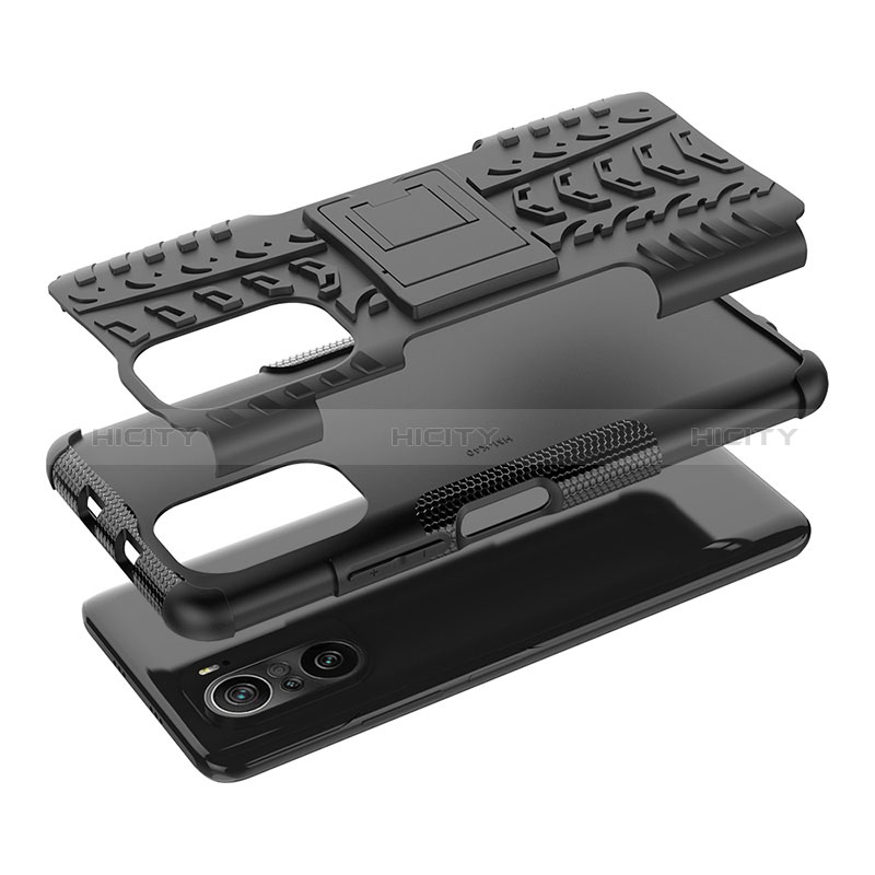 Coque Contour Silicone et Plastique Housse Etui Mat avec Support JX1 pour Xiaomi Mi 11X 5G Plus