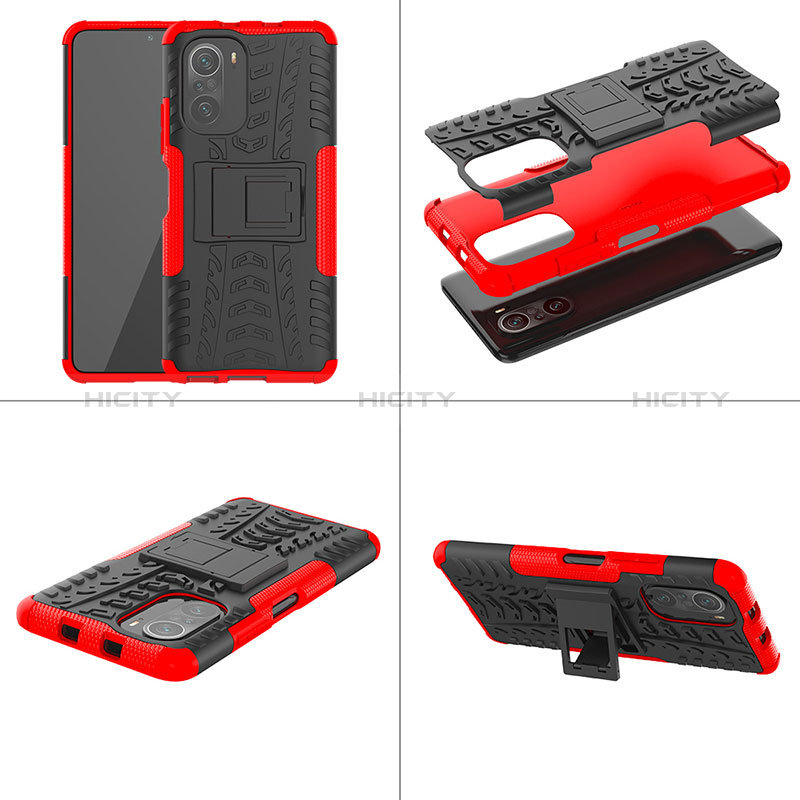 Coque Contour Silicone et Plastique Housse Etui Mat avec Support JX1 pour Xiaomi Mi 11X 5G Plus