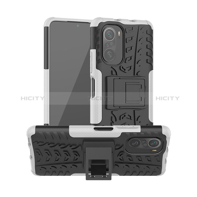 Coque Contour Silicone et Plastique Housse Etui Mat avec Support JX1 pour Xiaomi Mi 11X Pro 5G Argent Plus