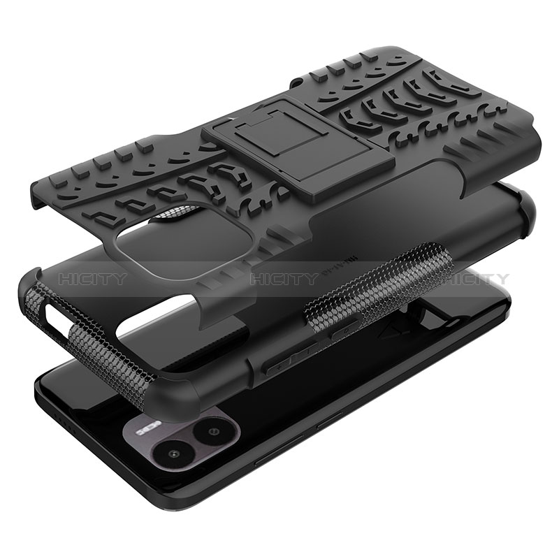 Coque Contour Silicone et Plastique Housse Etui Mat avec Support JX1 pour Xiaomi Poco C50 Plus