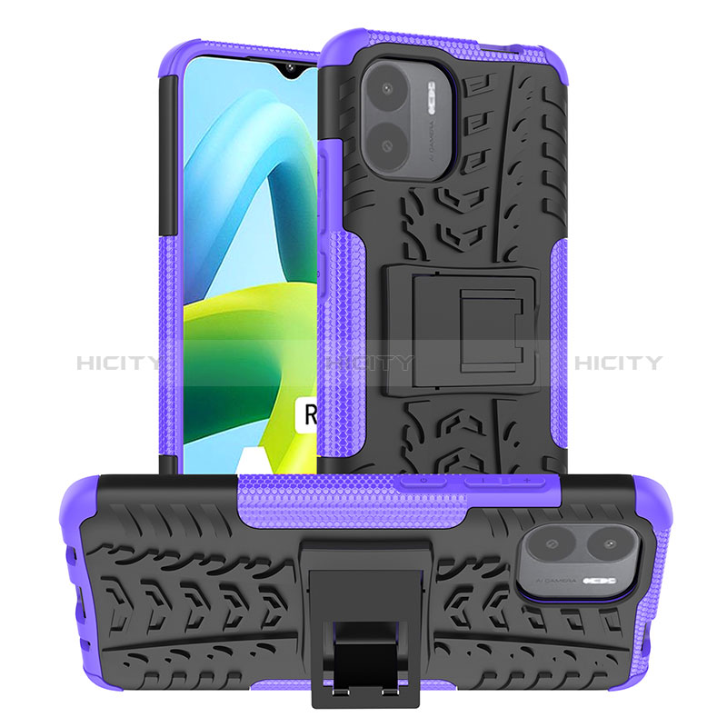 Coque Contour Silicone et Plastique Housse Etui Mat avec Support JX1 pour Xiaomi Poco C50 Violet Plus