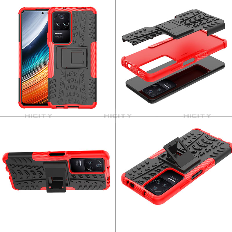 Coque Contour Silicone et Plastique Housse Etui Mat avec Support JX1 pour Xiaomi Poco F4 5G Plus