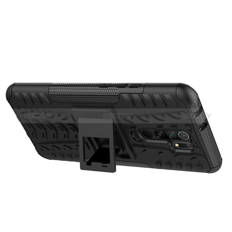 Coque Contour Silicone et Plastique Housse Etui Mat avec Support JX1 pour Xiaomi Poco M2 Plus