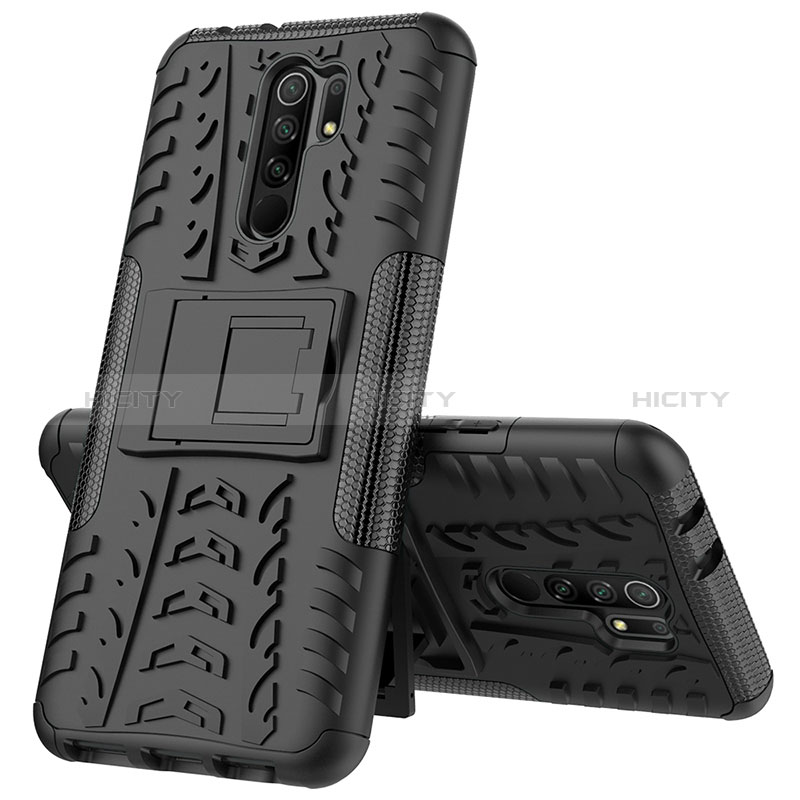 Coque Contour Silicone et Plastique Housse Etui Mat avec Support JX1 pour Xiaomi Poco M2 Plus