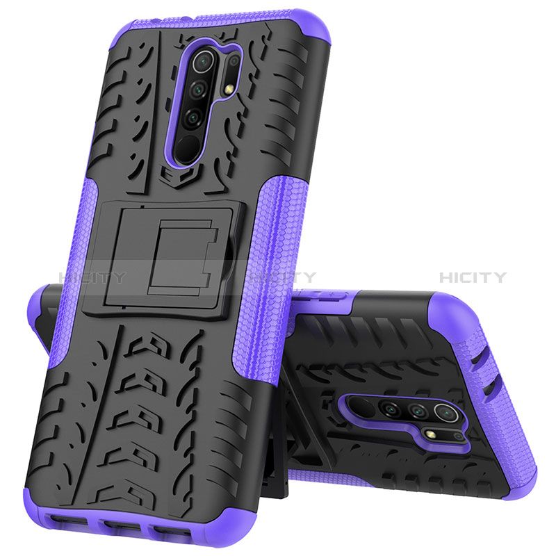 Coque Contour Silicone et Plastique Housse Etui Mat avec Support JX1 pour Xiaomi Poco M2 Plus