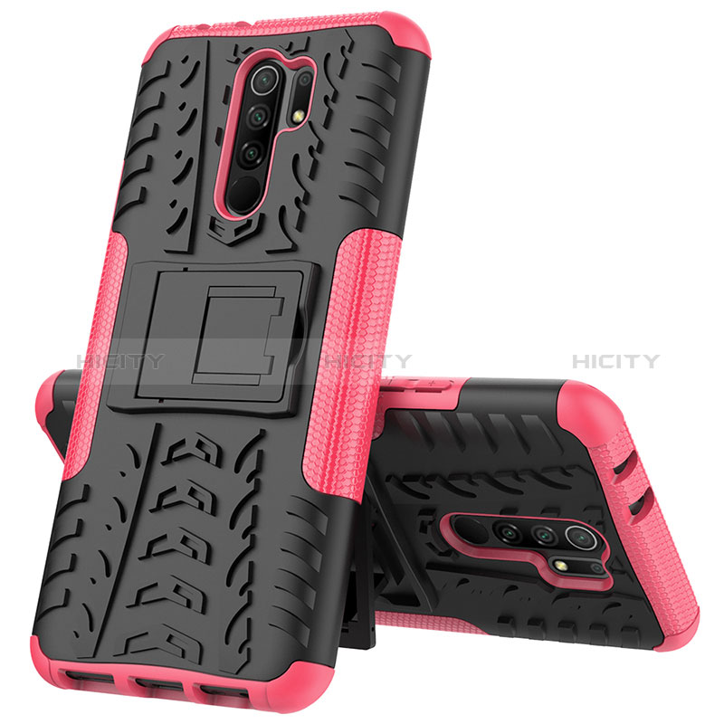 Coque Contour Silicone et Plastique Housse Etui Mat avec Support JX1 pour Xiaomi Poco M2 Plus