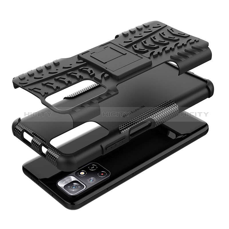 Coque Contour Silicone et Plastique Housse Etui Mat avec Support JX1 pour Xiaomi Poco M4 Pro 5G Plus