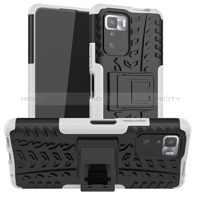 Coque Contour Silicone et Plastique Housse Etui Mat avec Support JX1 pour Xiaomi Poco X3 GT 5G Argent Plus