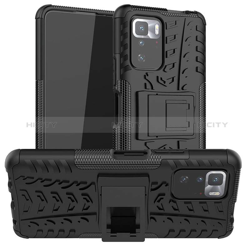 Coque Contour Silicone et Plastique Housse Etui Mat avec Support JX1 pour Xiaomi Poco X3 GT 5G Noir Plus