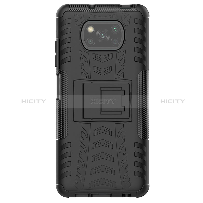 Coque Contour Silicone et Plastique Housse Etui Mat avec Support JX1 pour Xiaomi Poco X3 Plus