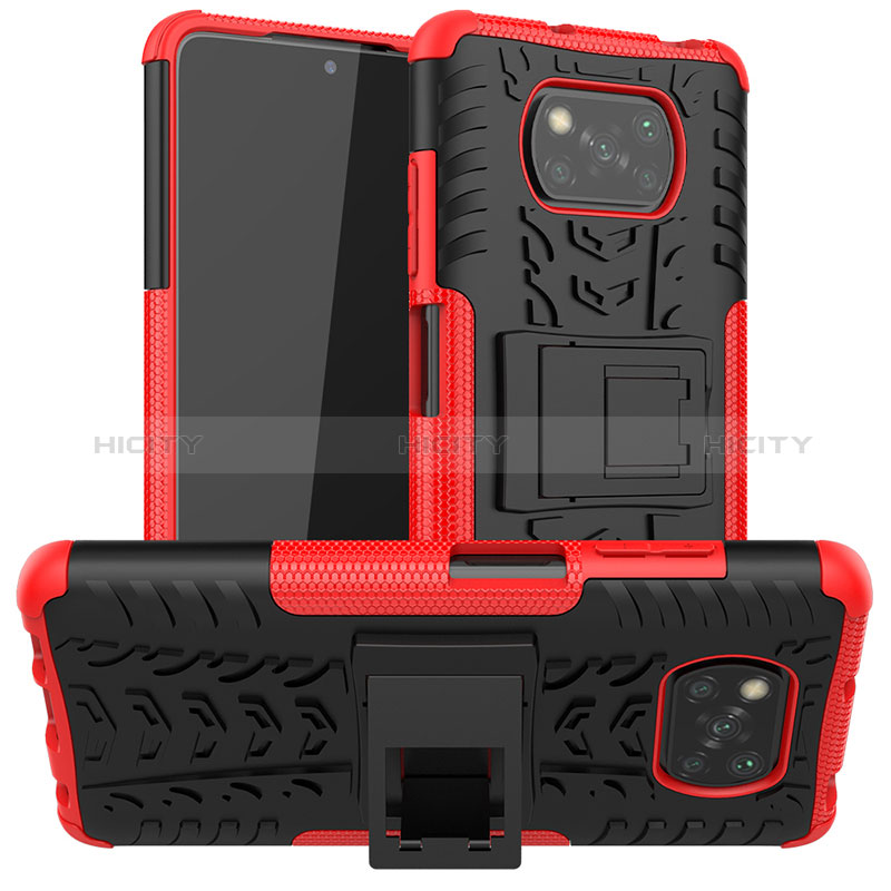 Coque Contour Silicone et Plastique Housse Etui Mat avec Support JX1 pour Xiaomi Poco X3 Plus