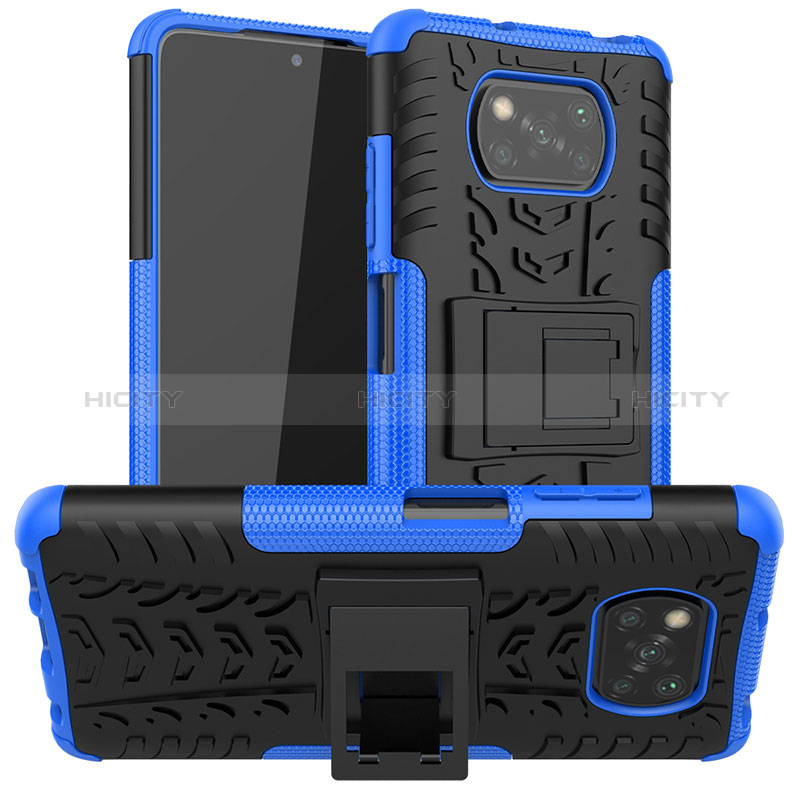 Coque Contour Silicone et Plastique Housse Etui Mat avec Support JX1 pour Xiaomi Poco X3 Plus